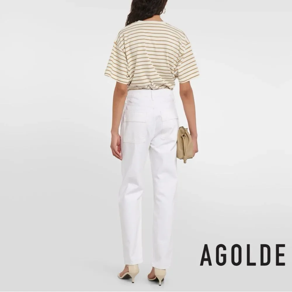 AGOLDE **NWT** Cooper High-Rise Denim Cargo Pants in Milkshake White - Picture 3 of 13